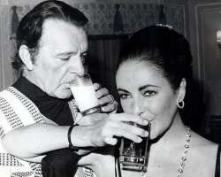 Elizabeth Taylor consuming alcohol